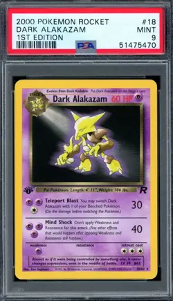 PSA 9 Pokemon 2000 1st Edition Dark Alakazam Rare #18 Team Rocket Sleep! #79 - Image 1