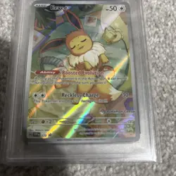Eevee Prismatic Evolutions ETB Pokemon Center PSA 8 Pokemon English 173 Stamped - Image 3