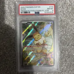 Eevee Prismatic Evolutions ETB Pokemon Center PSA 8 Pokemon English 173 Stamped - Image 4