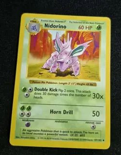 Nidorino Pokemon 1999 Base Set Shadowless #37/102 Uncommon LP WOTC Vintage - Image 1