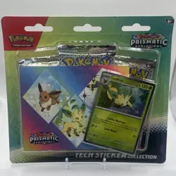 Pokemon TCG Prismatic Evolutions Tech Sticker Collection Leafeon 3 Pack Sealed - Image 1