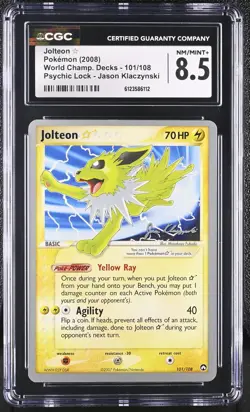 CGC 8.5 Jolteon Gold Star 2008 World Championships 101/108 Non-Holo Pokemon Card - Image 1