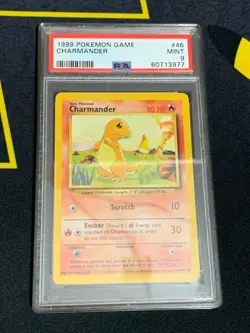 POKEMON CARD TCG PSA 9 CHARMANDER 46 BASE SET BLUE DOT ERROR MINT 9 SLAB - Image 1