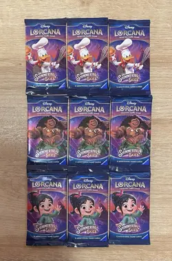 Disney Lorcana Shimmering Skies Booster Pack Lot 9 Packs (3 Full Art Sets) - Image 1