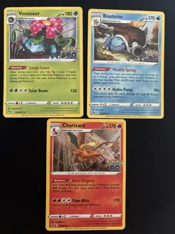 Pokemon TCG Pokemon GO 2022 Venusaur Blastoise Charizard Lot 3 Cards NM - Image 1