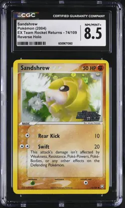 CGC 8.5 Sandshrew Team Rocket Returns 74/109 Reverse Holo Stamped Pokemon Card - Image 1