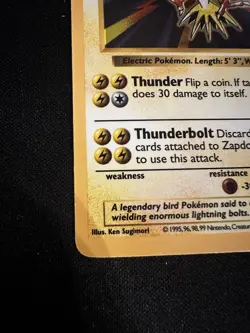 Pokemon TCG Zapdos 16/102 Base Set Shadowless Holo Rare - Image 2