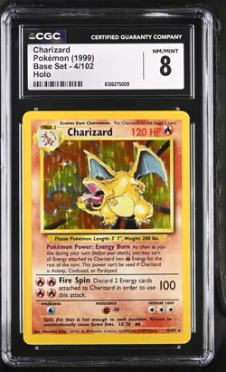 CGC 8 Charizard 1999 Base Set 4/102 Holo Pokemon Card - Image 1
