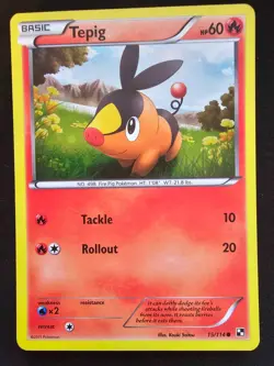 Tepig 15/114 - Black & White - Cosmos Holo - SWIRL - Pokemon TCG - NM - Image 1