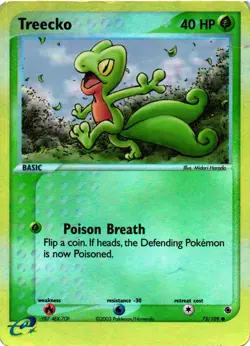 Pokemon TCG Treecko EX Ruby and Sapphire 75/109 Reverse Holo DMG - Image 1