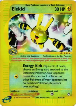 Pokemon TCG Elekid 9/147 Pokemon Aquapolis Reverse Holo Rare DMG - Image 1