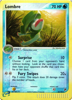 Pokemon TCG Lombre 46/100 Sandstorm Reverse Holo HP/DMG - Image 1