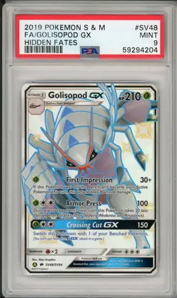 2019 Pokemon Sun & Moon Hidden Fates Golisopod GX Full Art #SV48 PSA 9 - Image 1