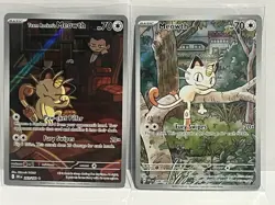 Pokemon Meowth (Team Rocket's & Phantasmal Flames) Lot Of 2 Illustration Rare's - Image 1