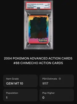 PSA 10 2004 POKEMON ADVANCED CHIMECHO ACTION CARDS LENTICULAR - POP 1 - Image 3