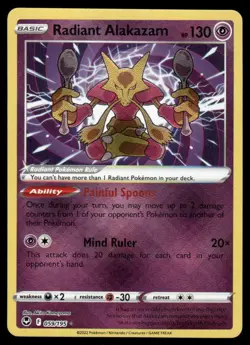 Pokemon Cards Radiant Alakazam 059/195 Silver Tempest Radiant Rare NM - Image 1