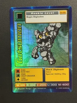 Digimon Gotsumon ST-23S Holo Foil Bandai Digimon Card 1999 Vintage - Image 1