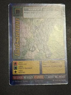 Digimon Gotsumon ST-23S Holo Foil Bandai Digimon Card 1999 Vintage - Image 3