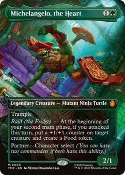1 x Michelangelo, the Heart - Foil - Borderless - Commander: Teenage Mutant Ninj - Image 1