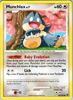 Munchlax LV.7 68/100 Regular DP: Majestic Dawn Pokemon TCG NM - Image 1