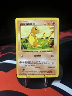 Charmander Base Set (Shadowless) Pokemon 046/102 Common Moderately played - Image 1