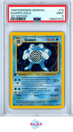 QUAPPO-HOLO 1ST EDITION POKEMON GERMAN 1999 13 PSA 9 - Image 1