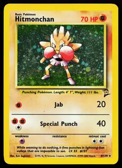 Hitmonchan 8/130 Holo Rare Base Set 2 Pokemon Card - Image 1