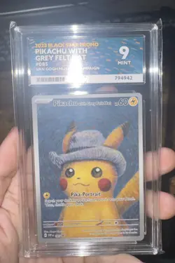 Pokemon Pikachu With Grey Felt Hat SVP 085 Van Gogh Promo Card Ace 9 MINT - Image 1
