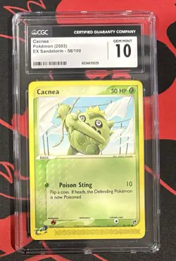 💎 CGC 10 GEM MINT 💎 Cacnea EX Sandstorm 2003 Pokemon Card 58/100 ✨ Vintage ✨ - Image 1