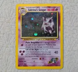 Pokemon TCG Sabrina's Gengar Holo Rare Card 14/132 Gym Heroes [Damaged] - Image 1