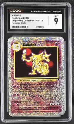 CGC 9 MINT Kadabra 2002 Legendary (Collection) 49/110 Reverse Holo Pokemon Card - Image 1