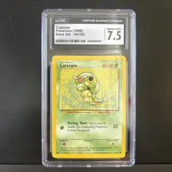 CGC 7.5 NEAR MINT + CATERPIE 45/102 Base Set 1999 Pokemon Card TCG ✨ Vintage ✨ - Image 1