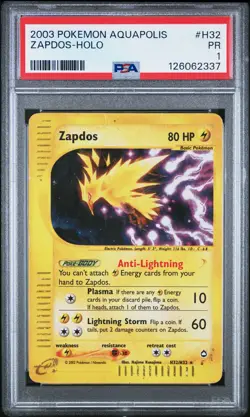 2003 POKEMON AQUAPOLIS #H32 ZAPDOS-HOLO PSA 1 - Image 1