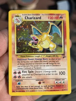 Pokemon Charizard Base set 2 vintage lightly Holo swirl Vintage Old School WOTC - Image 1