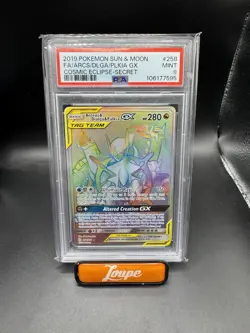 PSA 9 Pokemon Card Arceus Dialga Palkia GX 258/236 Secret Rainbow 2019 - Image 1