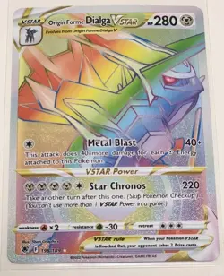 Pokemon Origin Forme Dialga VSTAR 198/189 Astral Radiance Rainbow Secret Rare NM - Image 1