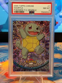 2000 TOPPS CHROME POKEMON T.V. SPARKLE #7 SQUIRTLE PSA 8 *POP 10* - Image 1