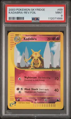 2003 POKEMON SKYRIDGE #69 KADABRA-REVERSE FOIL PSA 9 - Image 1