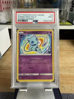 2017 POKEMON SUN & MOON SHINING LEGENDS #40 SHINING MEW-HOLO PSA 9 NEW CERT - Image 1