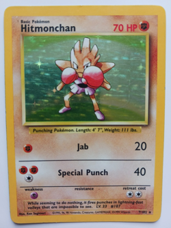 Hitmonchan Pokemon Card Holo WOTC 7/102 Base Set Rare Vintage 1999 Original MP - Image 1