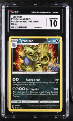 Pokemon TCG Pokemon GO 043/078 TYRANITAR rare holo CGC Graded 10 GEM MINT - Image 1