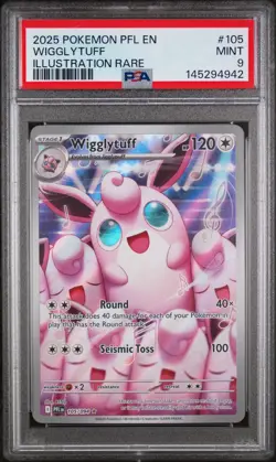 2025 POKEMON PFL EN-PHANTASMAL FLAMES ILLUSTRATION RARE #105 WIGGLYTUFF PSA 9 - Image 1