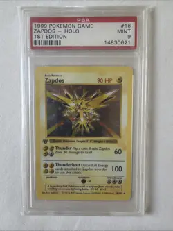 1999 Pokemon Game Zapdos Hollow First Edition Number 16 PSA 9 - Image 1