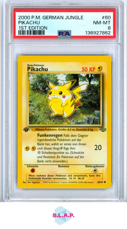 PIKACHU 1ST EDITION POKEMON GERMAN JUNGLE 2000 60 PSA 8 - Image 1