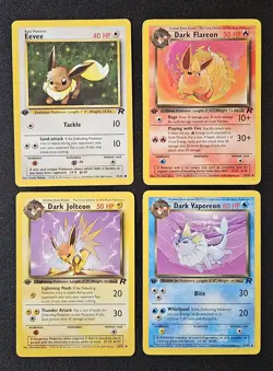 Pokemon Team Rocket Lot – Dark Flareon Jolteon Vaporeon, Eevee WOTC. NM. - Image 1