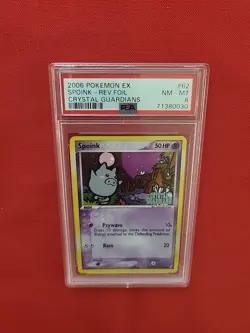 Pokemon: Spoink #62/100 Reverse Holo Crystal Guardians 2006 STAMPED- PSA 8 - E30 - Image 4