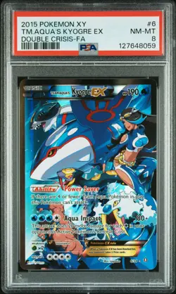 2015 POKEMON XY DOUBLE CRISIS #6 FULL ART/TEAM AQUA'S KYOGRE EX PSA 8 - Image 1