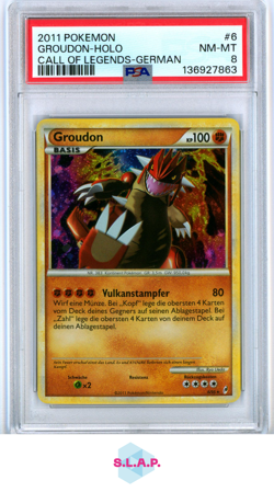 GROUDON-HOLO CALL OF LEGENDS-GERMAN POKEMON CALL OF LEGENDS 2011 6 PSA 8 - Image 1