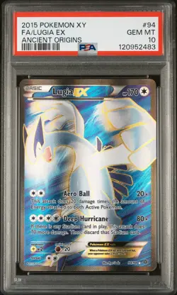 2015 POKEMON XY ANCIENT ORIGINS #94 FULL ART/LUGIA EX PSA 10 - Image 1