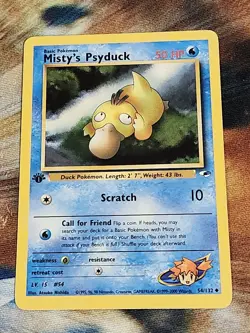 2000 Pokemon Gym Heroes 1st Edition - Misty's Psyduck 54/132 Uncommon - LP/NM - Image 1